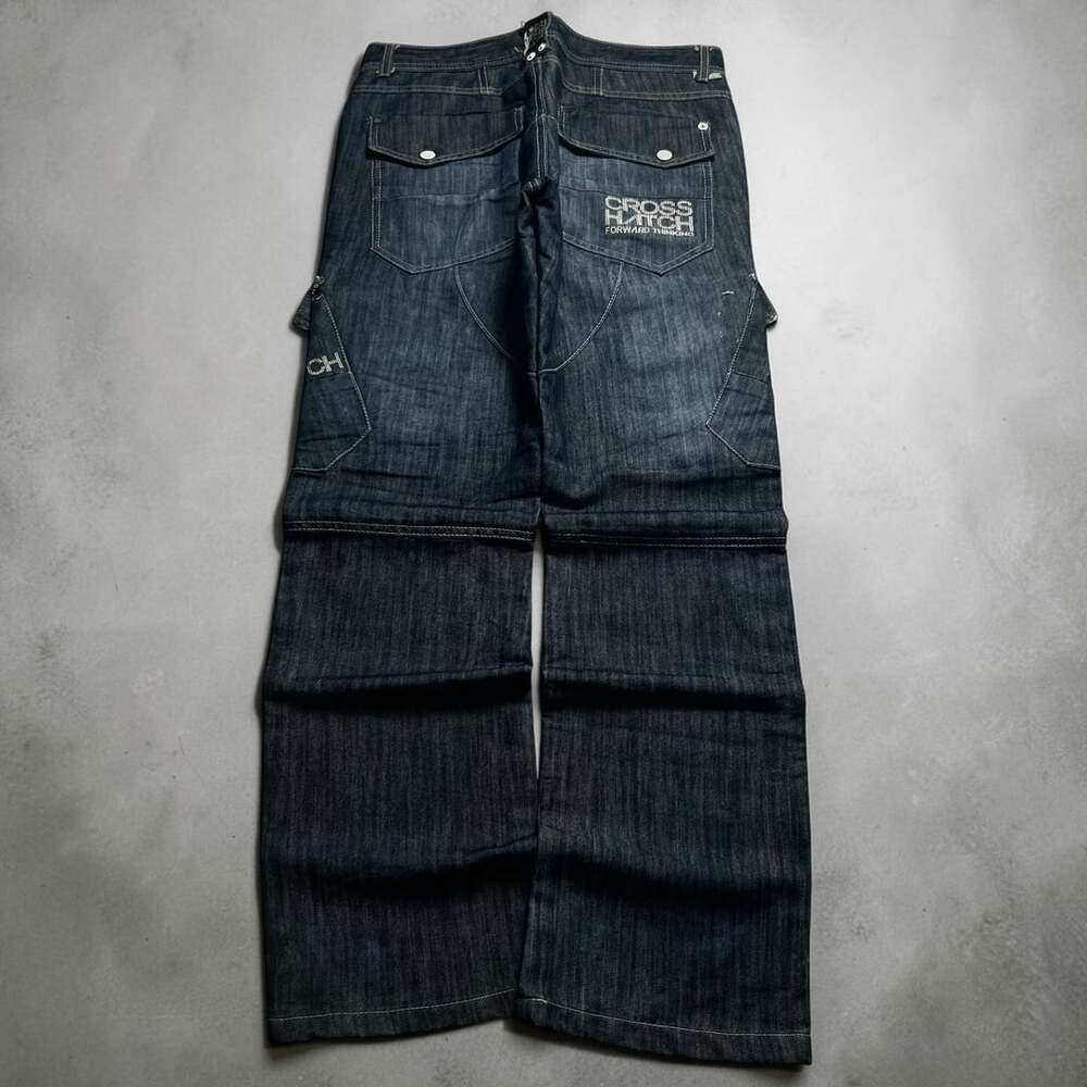 Vintage y2k euro straight leg washed faded jeans multipocket